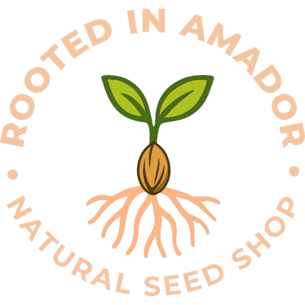 Rooted in Amador, Natural Seed Shop logo